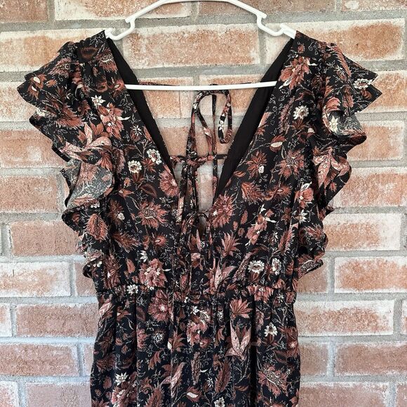 NWT Madewell Ruffled Jumpsuit Fall Floral Small Wide Leg Small - Picture 5 of 12